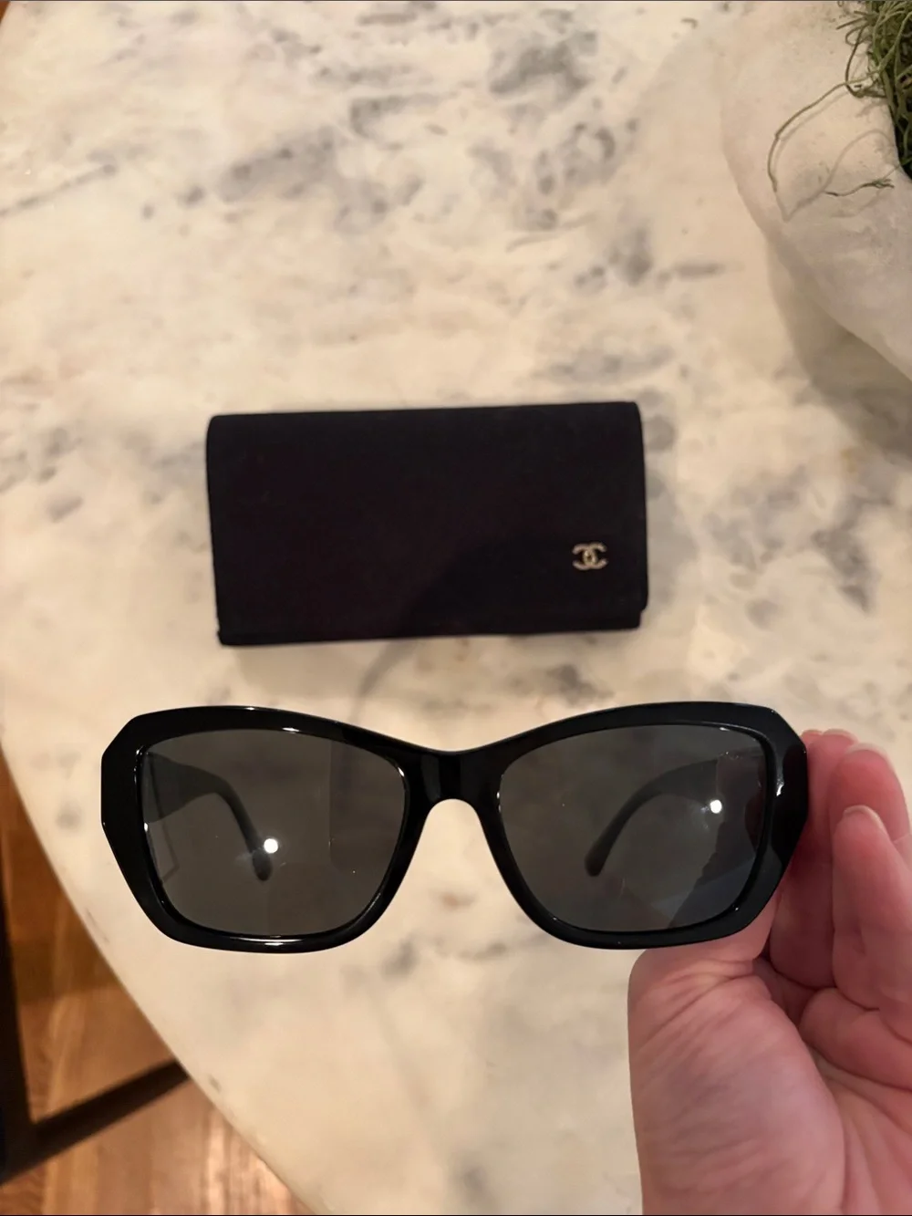 CHANEL Black Quilted Sunglasses Case with Matching Black Frames